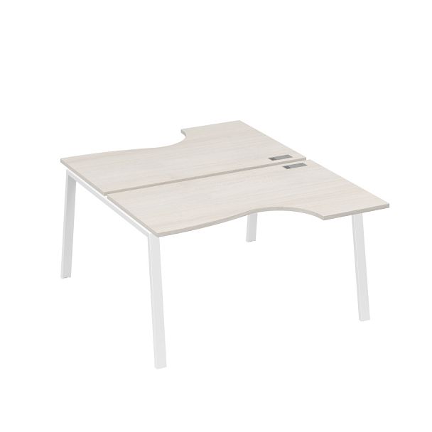 Рабочая станция столы (2х140) эргономичные Классика каркасTRE A4 А4 Б3 184  БП дуб / металлокаркас белый - Вид 1