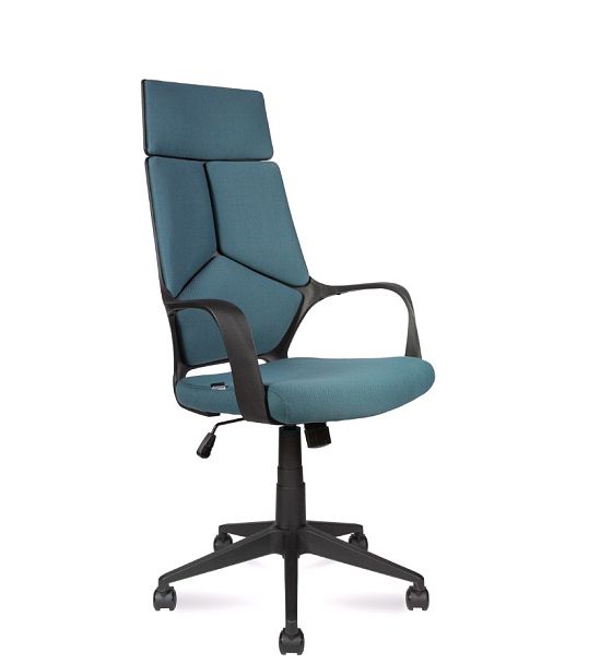 Кресло офисное / IQ / CX0898H-1-56/(black plastic blue) черный пластик / голубая ткань "Кресла для персонала"  ТК-001035000527 голубой - Вид 1