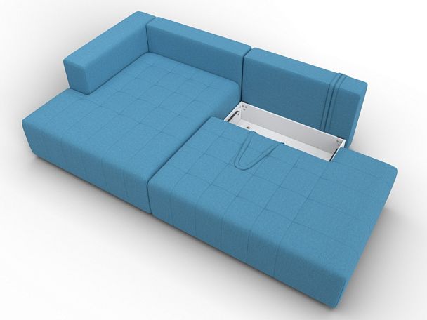 Диван угловой Лига-103 НПБ угол левый Рогожка голубой - Вид 7