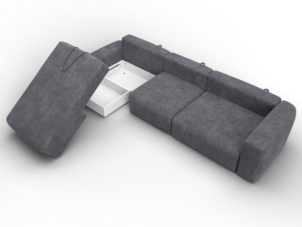 Диван угловой Лига-066 НПБ Лонг угол левый Велюр серый - Вид 7