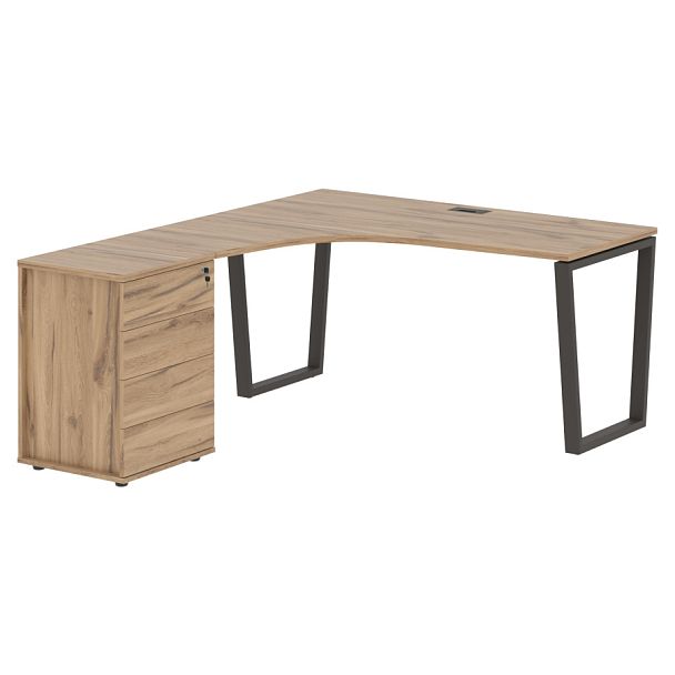 Стол эргономичный с тумбой EVCET 1518(L) Дуб Денвер светлый/Мокко 1560х1880х750 EDIS - Вид 1