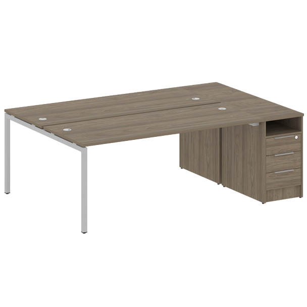 Metal System Quattro Р. ст. с тумбой на П-образном м/к 40БП.РС-СТП-2.5 Вяз/Серый металл 2212*1475*750 - Вид 1