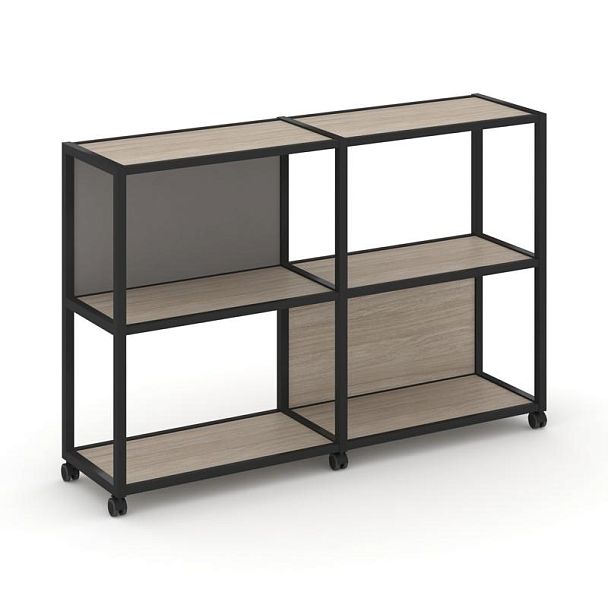 Shelf Mobile Стеллаж 3 уровня 2 секции VR.LT-STK-312.12 Дуб Аттик/Металл Черный/W-11 2370*400*1046 - Вид 1