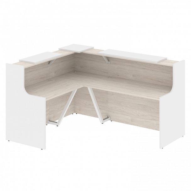 Ресепшн Г-образный "Onix" O.R-K-28 денвер светлый/белый - Вид 1