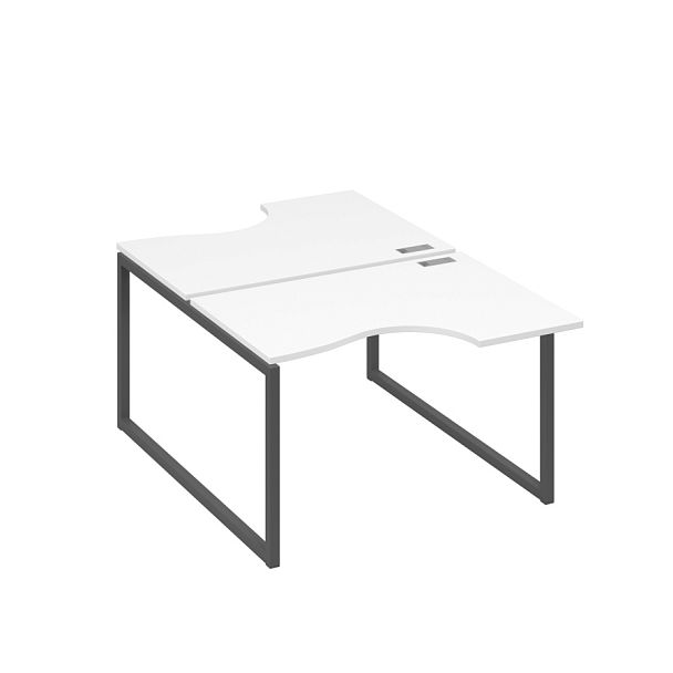 Рабочая станция столы Классика QUATTRO (2х120) A4 А4 Б4 183 БП белый премиум / металлокаркас антрацит - Вид 1