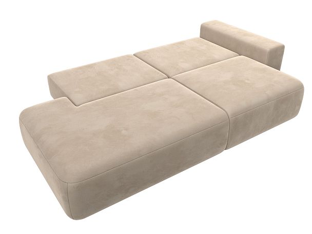 Диван прямой Лига-036 Модерн подлокотник справа Велюр бежевый - Вид 9