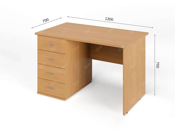 ЛАЙТ / LIGHT RLG008-12x7L Однотумбовый стол 120x70x75 Бук - Вид 2