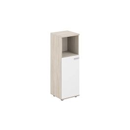 Шкаф средний с нишей 400х400х1200, 1 дв., з.ст HDF, левый / корпус: дуб светлый; фасад: белый Сигма / Sigma - Фото предпросмотра