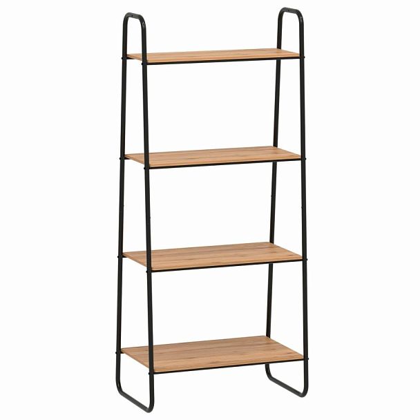 Стеллаж на металлокаркасе "Скандинавия-24", 650х385х1470 мм, 4 полки ЛДСП, черный/дуб, CТCП24 Ч - Вид 2