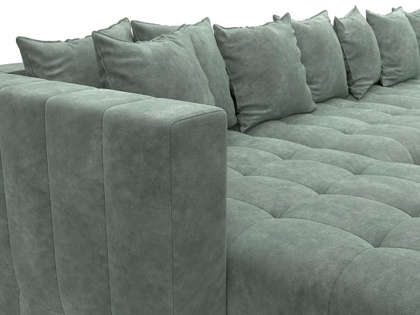 Диван П-образный Лига-052 НПБ МегаЛонг Велюр зеленый - Вид 4