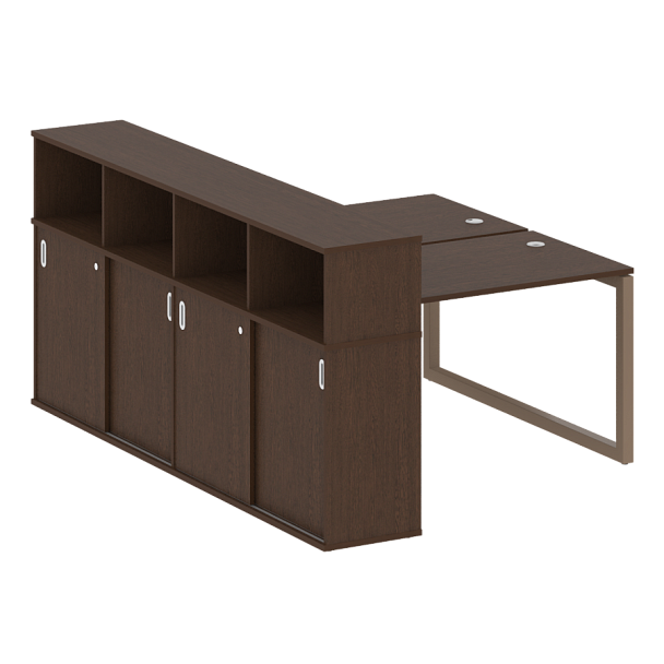 Metal System Quattro Р. ст. с шкафом-купе на О-образном м/к 50БО.РС-СШК-4.2 Т Венге/Мокко металл 1610*2332*1098 - Вид 1