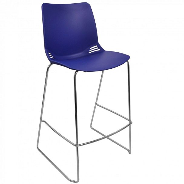 Стул Race (Пруток Барный) каркас Хром, синий - Вид 1