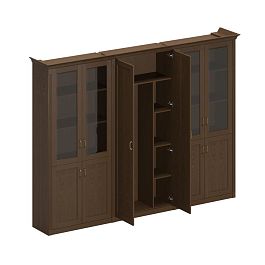 Шкаф комбинированный высокий (2 для документов со стеклянными дверями + 1 для одежды с дополнением) Perseo ПС 355 дуб мелвилл - Фото предпросмотра