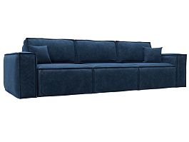 Диван прямой Лига-081 НПБ Лонг Велюр синий - Фото предпросмотра