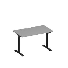 Стол письменный на электроприводе с вырезом Elevo А2 ЧР 002.2 СЕ серый / черный гладкий - Фото предпросмотра