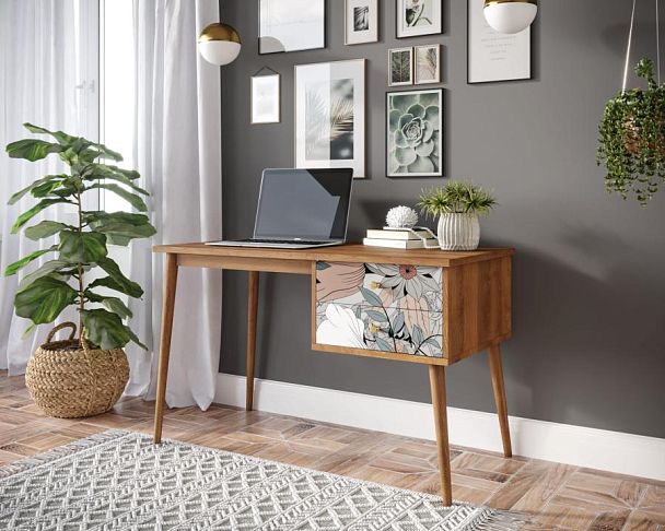 Стол рабочий Berber принт 50 с одной тумбой арт BB20/Print_50 - Вид 3