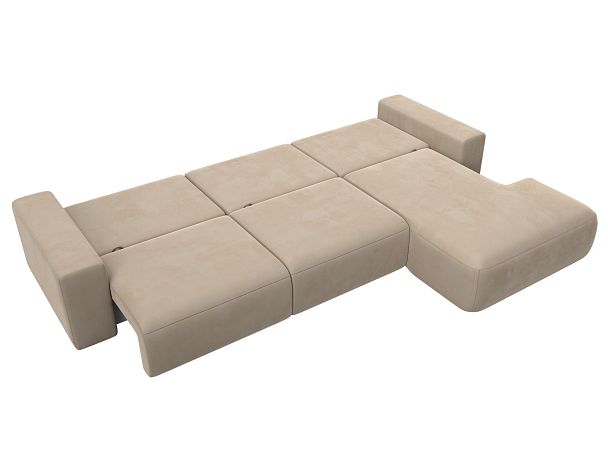 Диван угловой Лига-036 Классик Лонг правый угол Велюр бежевый - Вид 10