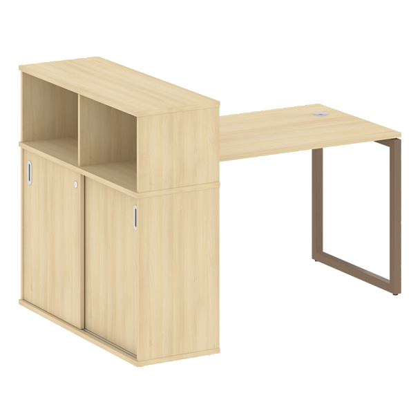 Metal System Quattro Стол письменный с шкафом-купе на О-образном м/к 40БО.РС-СШК-3.2 Т Акация/Мокко металл 1610*1120*1098 - Вид 1