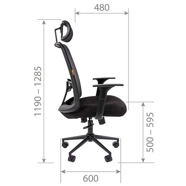 Офисное кресло CHAIRMAN 535 BLACK, ткань/сетка, черный - Вид 6