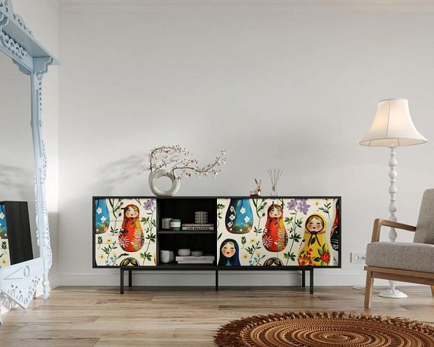 Комод с дверками и нишей Emerson Матрешки арт EM15/Art04 - Вид 5