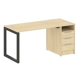 Metal System Quattro Р. ст. с тумбой на О-образном м/к 50БО.РС-СТП-1.2 Акация/Антрацит металл 1612*720*750 - Фото предпросмотра