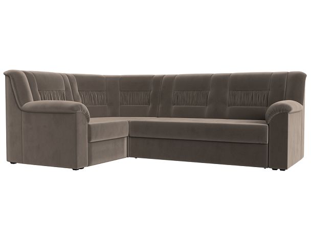 Угловой диван Карелия левый угол (полностью велюр коричневый) - Вид 1