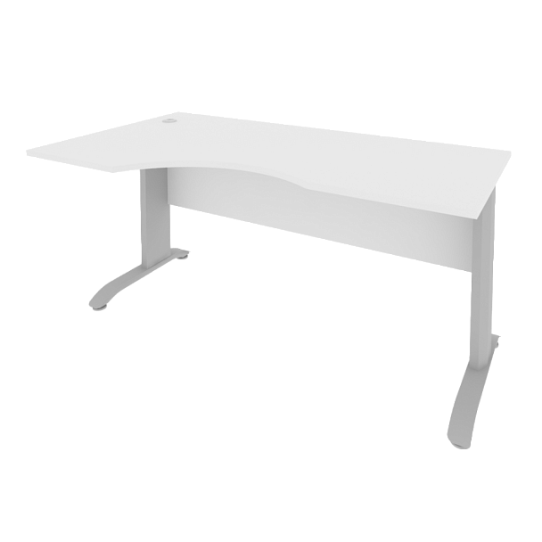 Riva Metal-L Стол криволинейный левый ПЛ.СА-1 (L) Белый/Тёмно-серый металл 1600*900*750 - Вид 1