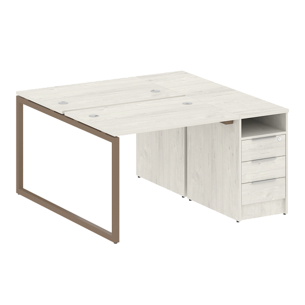 Metal System Quattro Р. ст. с тумбой на О-образном м/к 40БО.РС-СТП-2.1 Дуб наварра/Мокко металл 1412*1475*750 - Вид 1