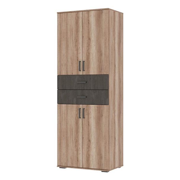 НЕЛЬСОН ШК 05 (СОЛО-5) Шкаф (0.800х2,200х0,500) дуб каньон/железный камень - Вид 1