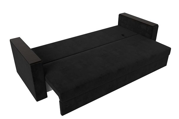 Диван прямой Атланта Лайт без стола (полностью велюр черный) - Вид 8