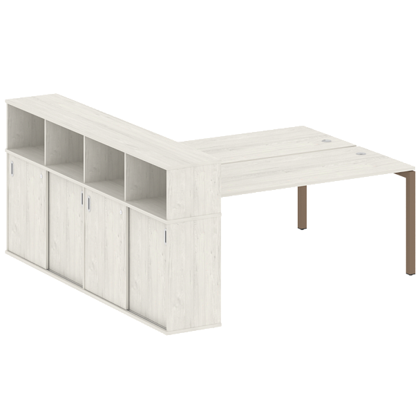 Metal System Quattro Р. ст. с шкафом-купе на П-образном м/к 50БП.РС-СШК-4.5 Т Дуб наварра/Мокко металл 2210*2332*1098 - Вид 1