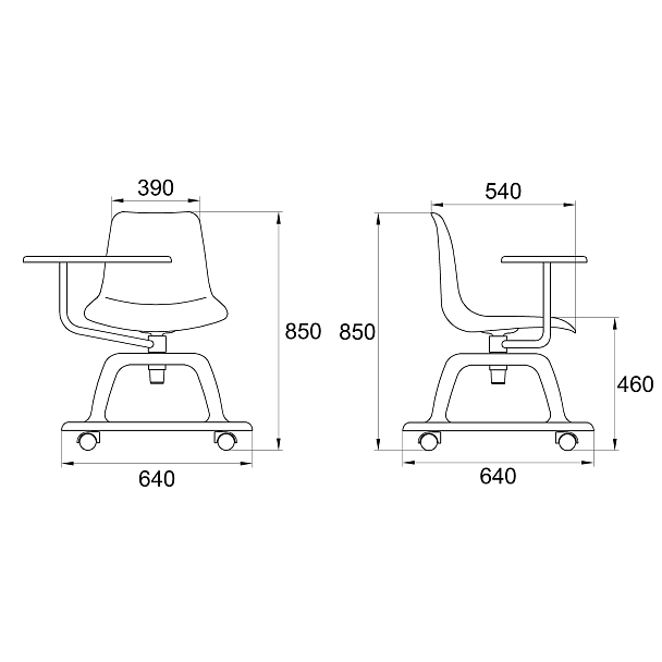 Кресло College на крутящимся основании со столиком, синий - Вид 4