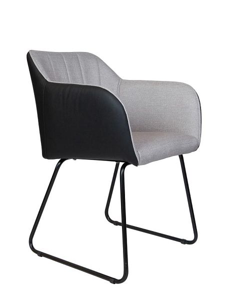 Кресло офисное / Bravo / серая ткань / черная экокожа - Вид 1