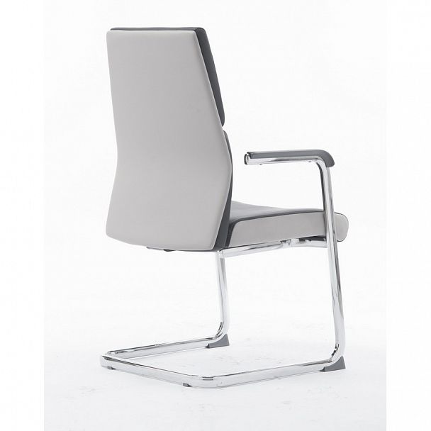 Кресло Лондон CF / хром / темно серая+светло серая (вставки) экокожа - Вид 3