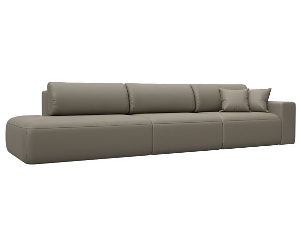 Диван прямой Лига-036 НПБ Модерн Лонг подлокотник справа Экокожа бежевый - Вид 1