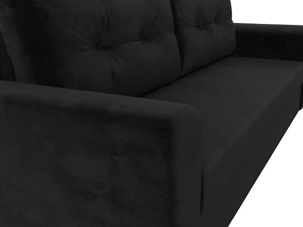 Диван прямой Амстердам Лайт (полностью велюр черный) - Вид 4