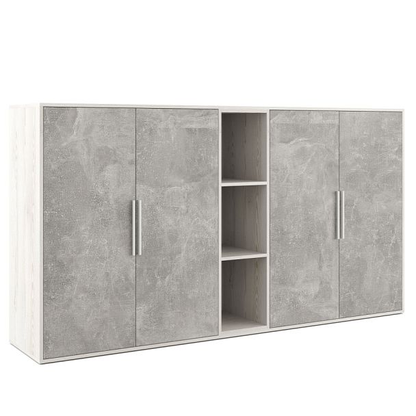 Шкаф средний 4 створки, с нишей B-tone 213,8x45x115,7 сосна бетон светлый - Вид 1