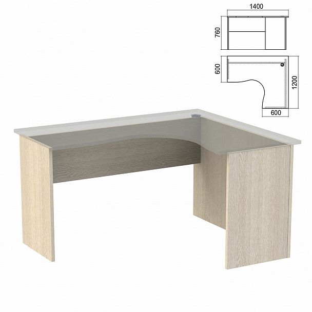 Стол компактный ЧАСТЬ 2 "Арго", 1400х1200х760 мм, правый, ясень шимо - Вид 2