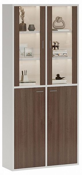 Шкаф-витрина Домино СУ(ш2в2)+2ФС+2ФГ Белый/Шамони - Вид 2