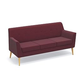 Диван 3-местный Киото Кт/3 ткань красная AU08/опоры лак - Фото предпросмотра