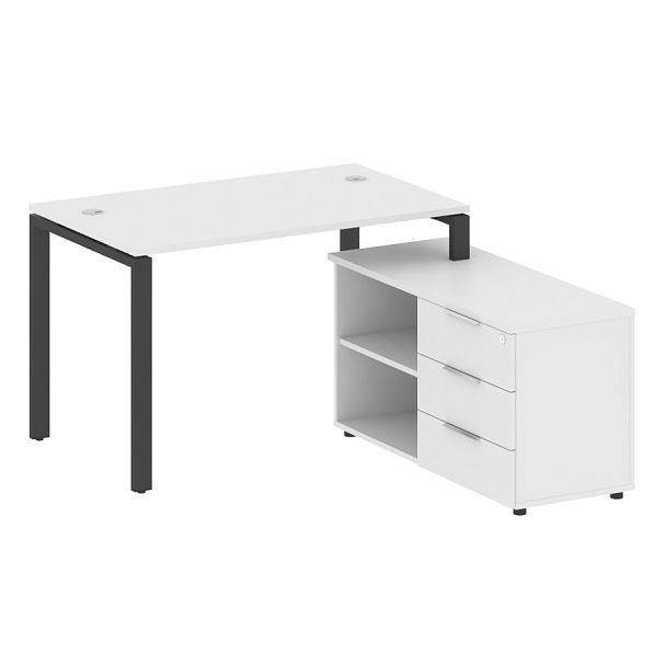 Metal System Р. ст. с тумбой на П-образном м/к БП.РС-СТС-2.2 (R) Белый/Антрацит металл 1300*1520*750 - Вид 1