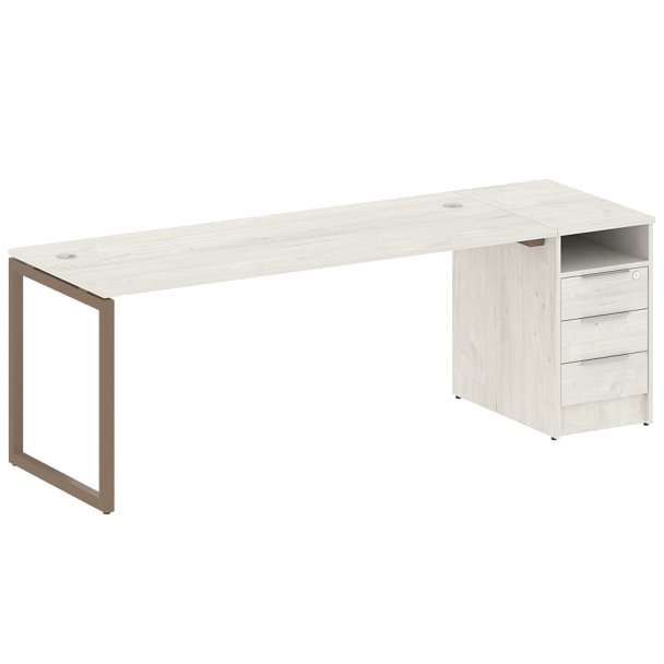 Metal System Quattro Р. ст. с тумбой на О-образном м/к 40БО.РС-СТП-1.5 Дуб наварра/Мокко металл 2212*720*750 - Вид 1