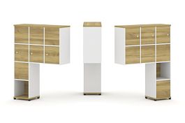 Concept Надставка высокая CN.DNV-009 Дуб Винченцо/Белый Бриллиант/Металл Черный 1099*350*1486 - Фото предпросмотра