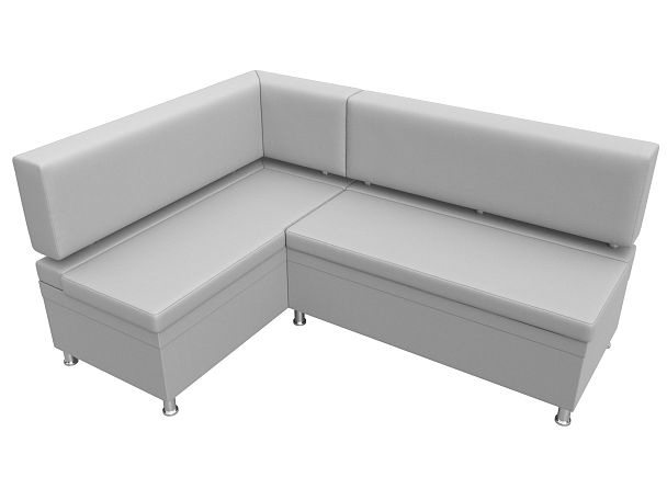 Кухонный уголок Стайл левый (полностью экокожа белая) - Вид 5