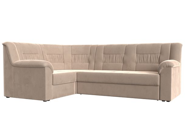Угловой диван Карелия левый угол (полностью велюр бежевый) - Вид 1