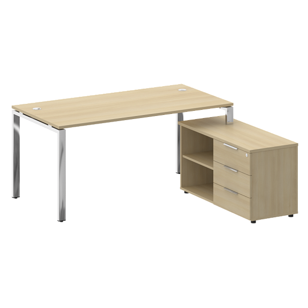 Metal System Direct Стол руковододителя с тумбой правый БГ.СРТ-4.8 (R) Акация/Нерж. сталь 1700*1620*750 - Вид 1