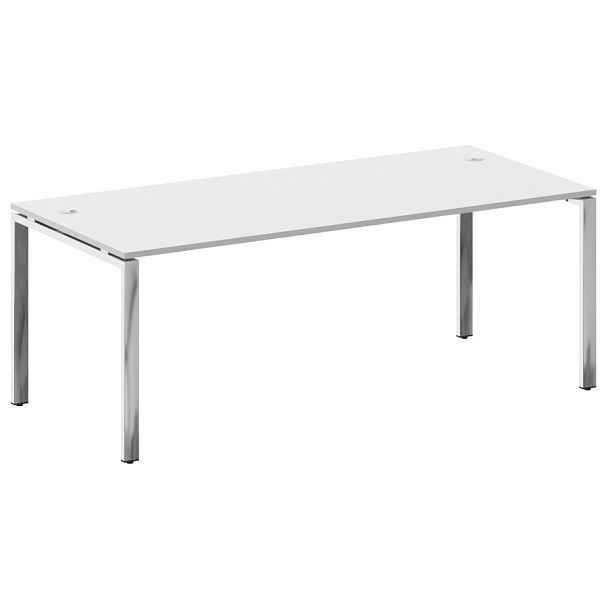 Metal System Direct Стол рабочий руководителя на П-обр. м/к БП.СРР-6.9 Белый/Нерж. сталь 2000*900*750 - Вид 1