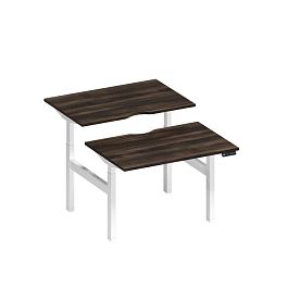 Рабочая станция на электроприводе с вырезами Elevo А2 БГ 101.2 ДР дуб ристретто/ белый гладкий - Фото предпросмотра