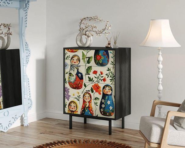 Комод вертикальный с четырьмя ящиками Emerson Матрешки арт EM18/Art04 - Вид 3