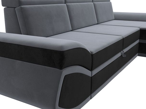 Диван угловой Лига-032 правый угол Велюр серый - Вид 4